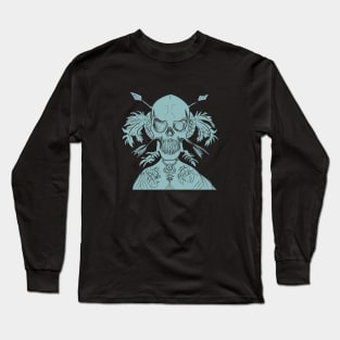 Indian skull green Long Sleeve T-Shirt